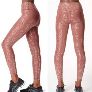 Sweaty Betty Disco NEW Metallic Leggings Red XXL